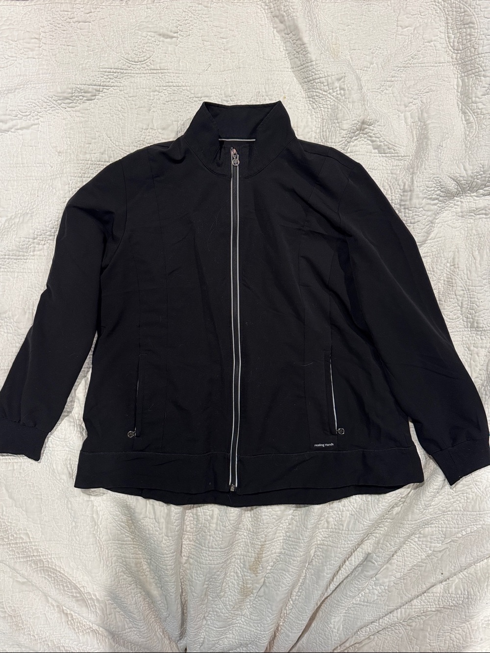 Men’s Healing Hands Black Full-Zip Scrub Jacket